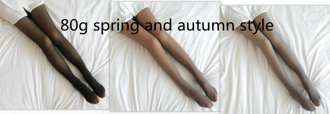 Fake Translucent Plus Size Leggings Fleece Lined Tights Fall And Winter Warm Fleece Pantyhose