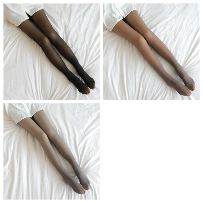 Fake Translucent Plus Size Leggings Fleece Lined Tights Fall And Winter Warm Fleece Pantyhose