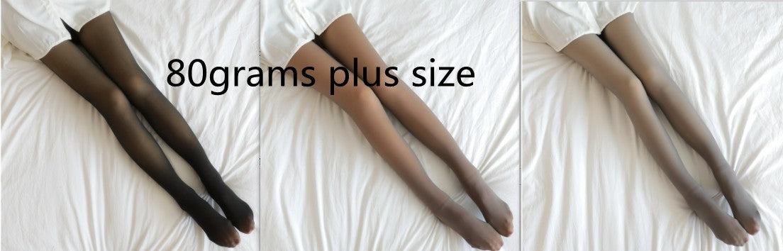 Fake Translucent Plus Size Leggings Fleece Lined Tights Fall And Winter Warm Fleece Pantyhose