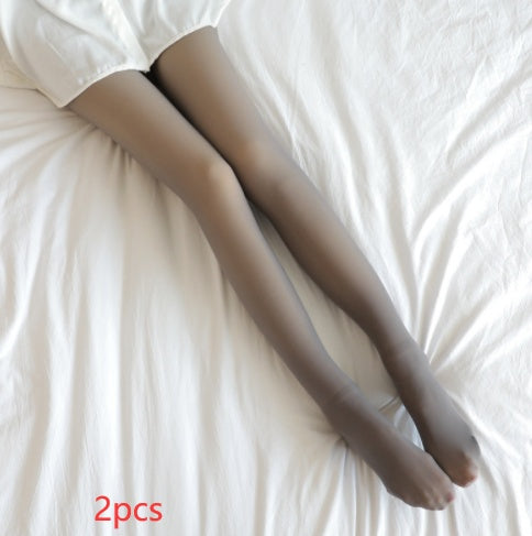 Fake Translucent Plus Size Leggings Fleece Lined Tights Fall And Winter Warm Fleece Pantyhose