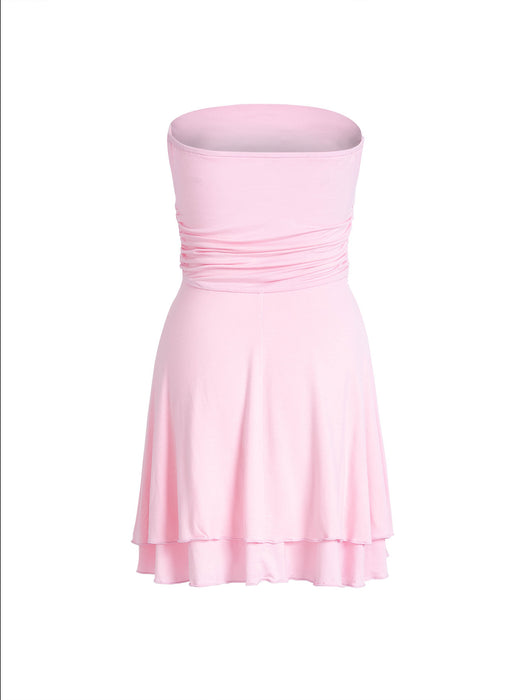 Tube-top Short Dress Summer Sexy Pleated Tight Dresses For Women's Clothing