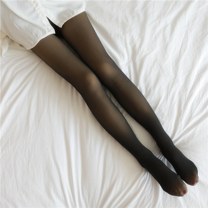 Fake Translucent Plus Size Leggings Fleece Lined Tights Fall And Winter Warm Fleece Pantyhose