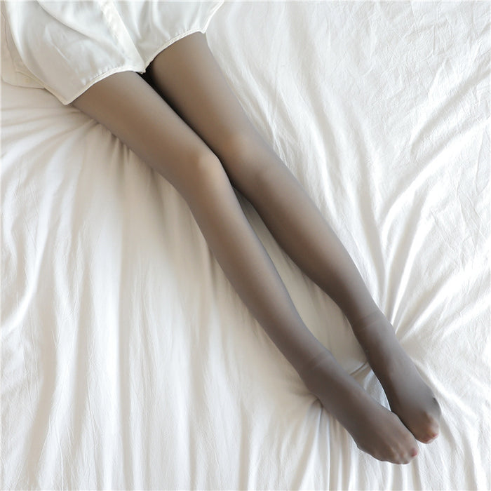 Fake Translucent Plus Size Leggings Fleece Lined Tights Fall And Winter Warm Fleece Pantyhose